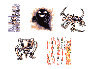 The five forms of Missingno. Two are garbled sprites. One is the ghost of Lavender Tower. And two are fossils - Aerodactyl and Kabutops